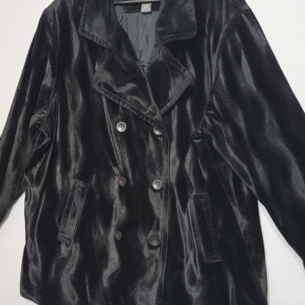 Designs & Co LANE BRYANT‎ Black Velour Coat Women's Size 18/20